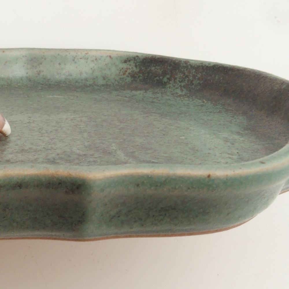 Kerámia csészealj H06 - 14 x 14 x 1,5 cm - zöld