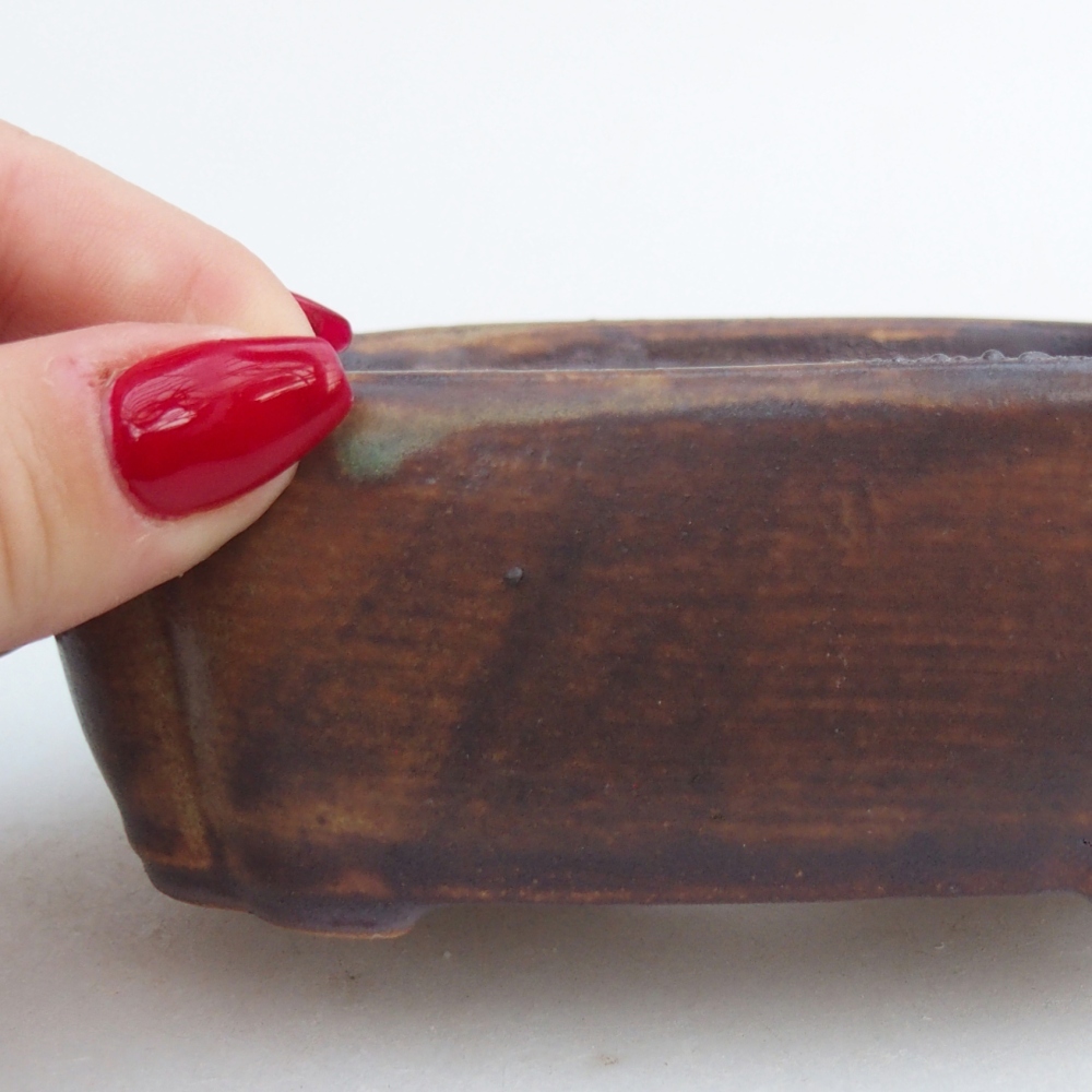 kerámia bonsai tál 12,5 x 9,5 x 4,5 cm, barna