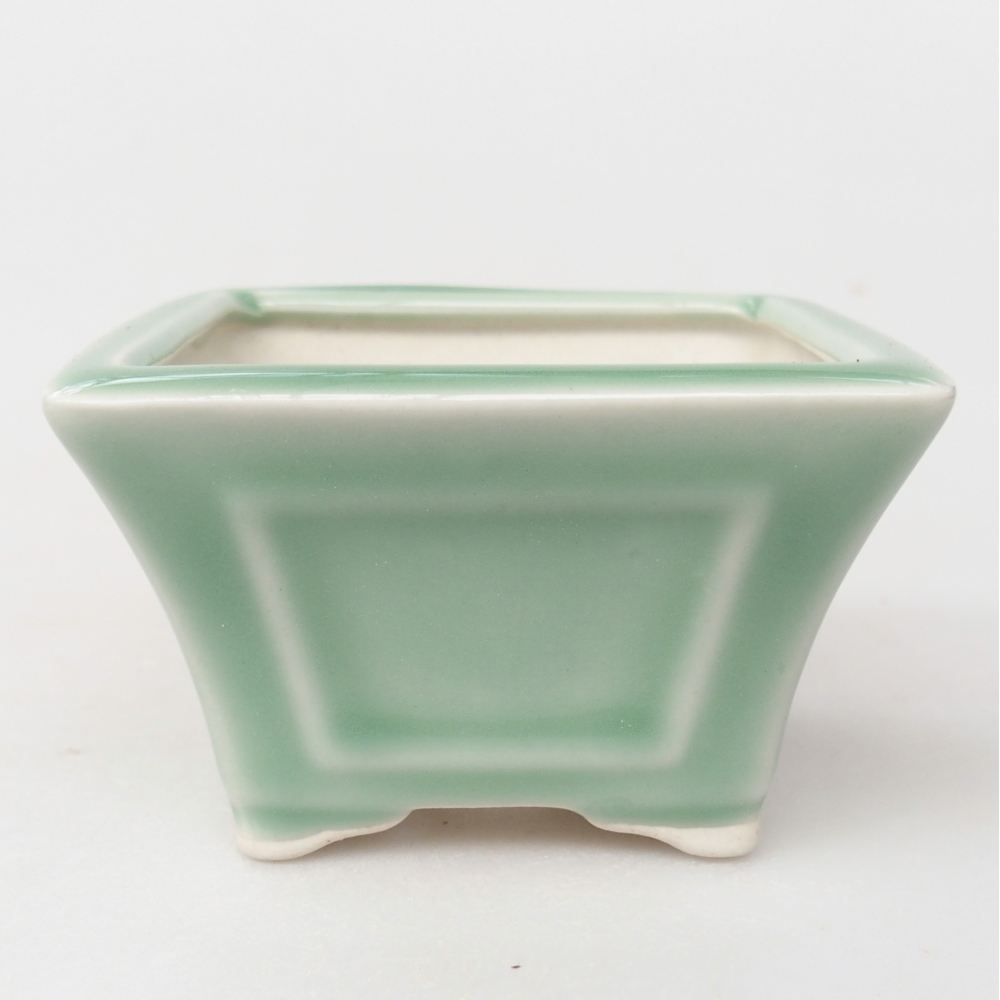 kerámia bonsai tál 8,5 x 8,5 x 5 cm, zöld