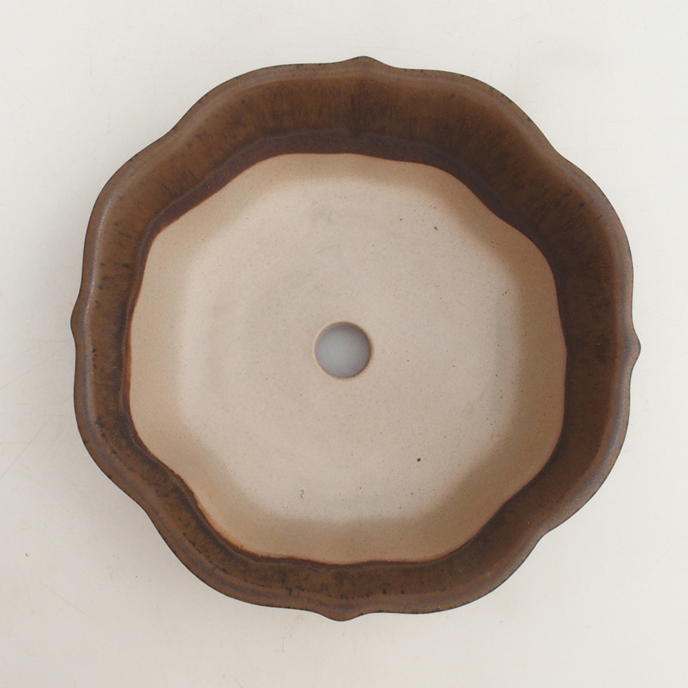 Bonsai tálka H06 - 14,5 x 14,5 x 5 cm. - barna