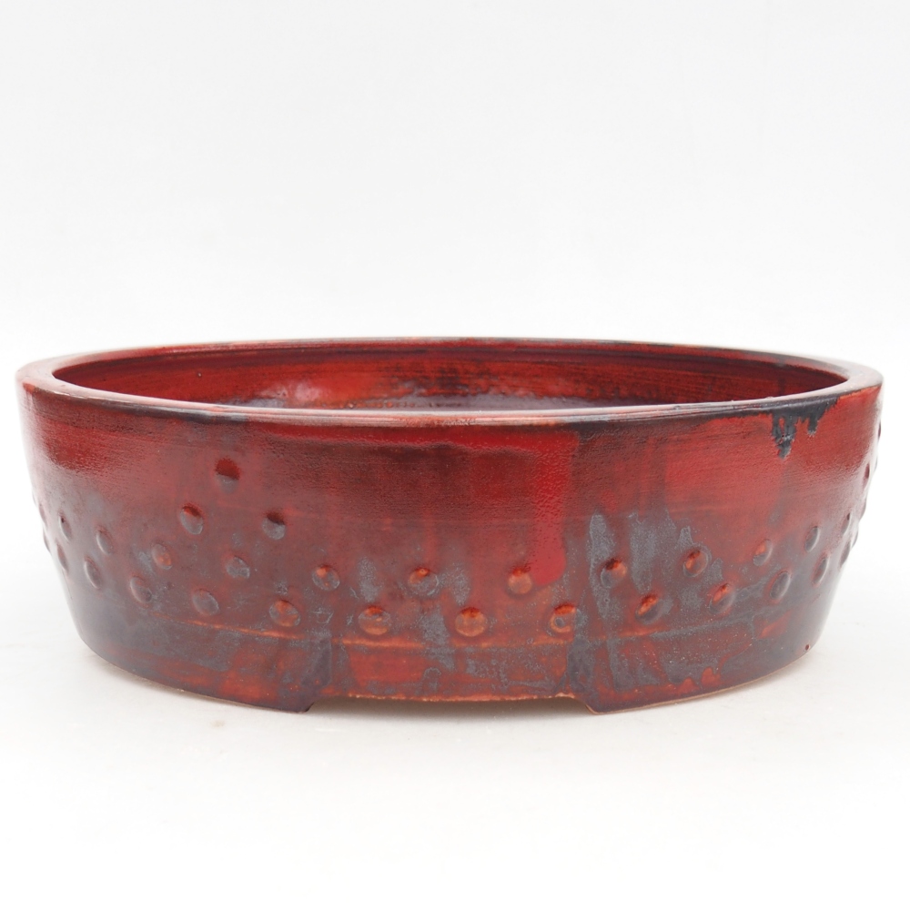 kerámia bonsai tál 24,5 x 24,5 x 7 cm, piros színű