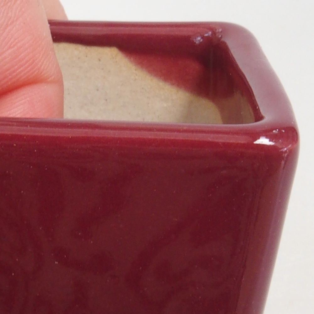 Mini bonsai tál 4,5 x 4,5 x 4,5 cm, bordó színben