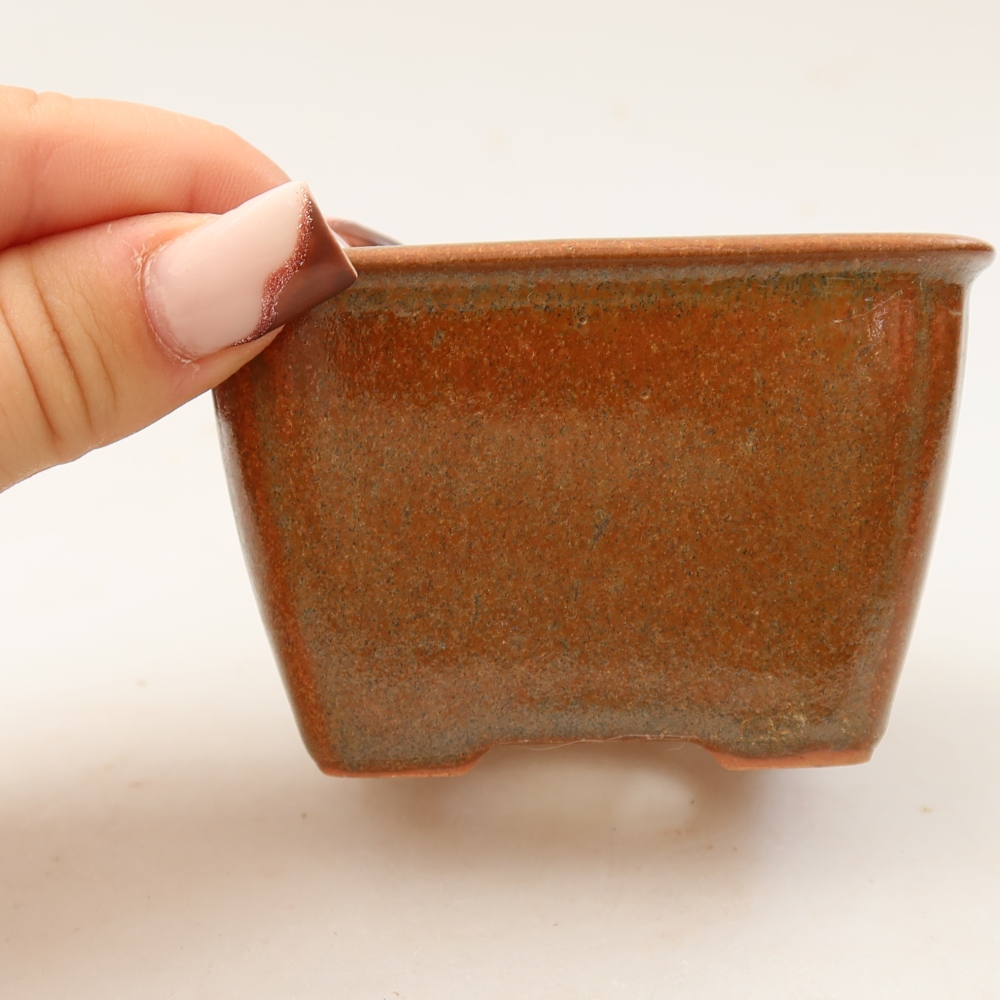 kerámia bonsai tál 8,5 x 8,5 x 5,5 cm, barna