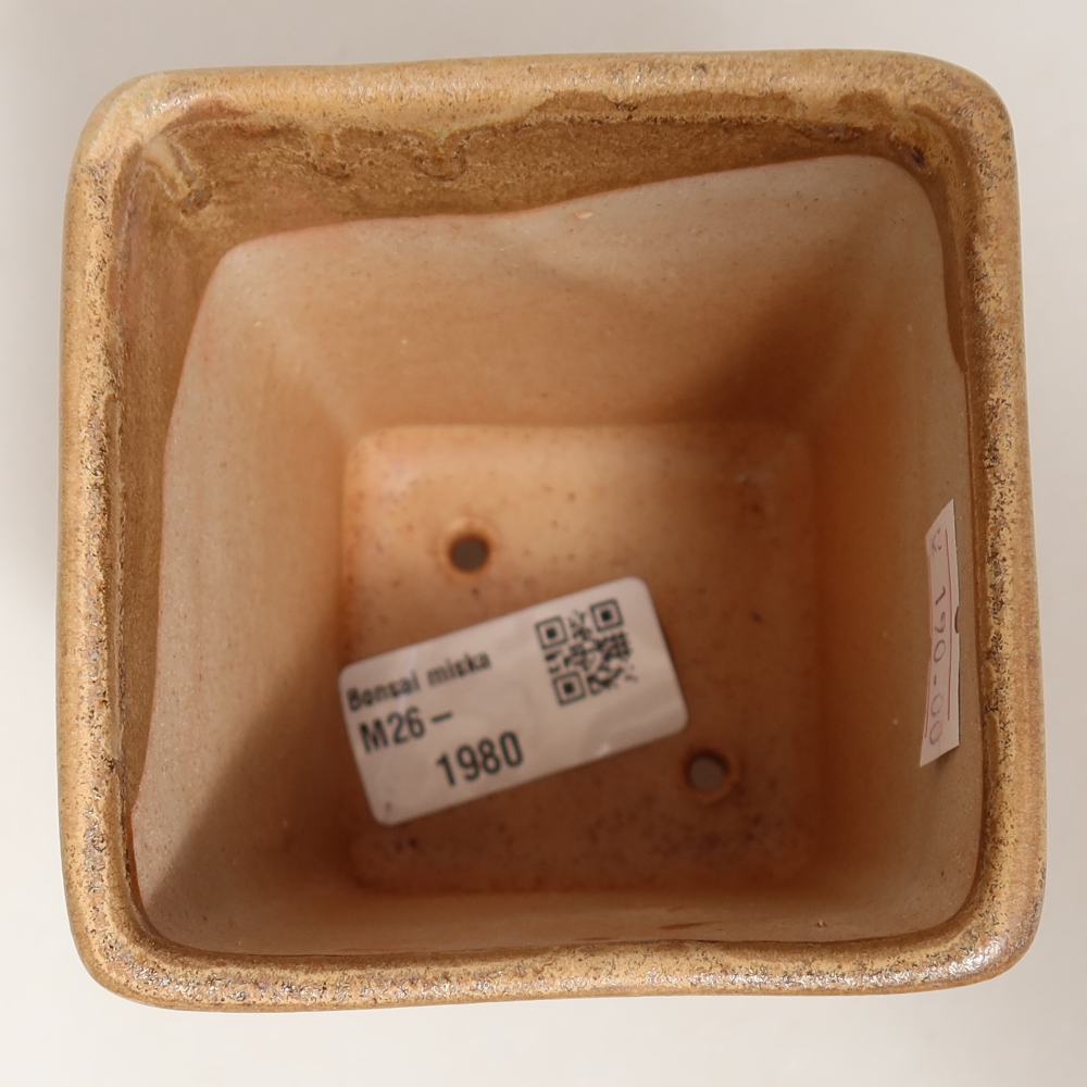 Kerámia bonsai-tál, 7,5 x 7,5 x 10,5 cm, bézs színű