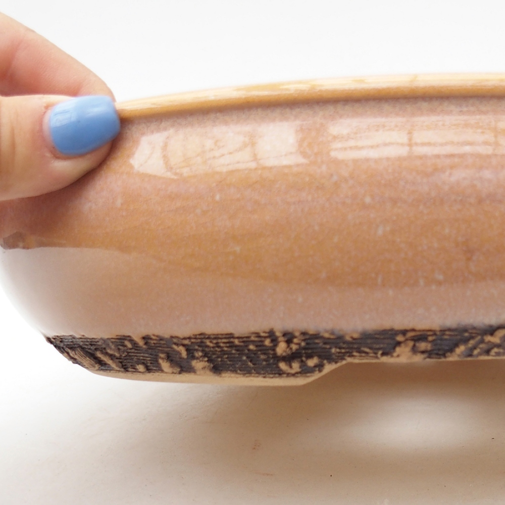 Kerámia bonsai tál 22,5 x 22,5 x 6 cm, rózsaszínű