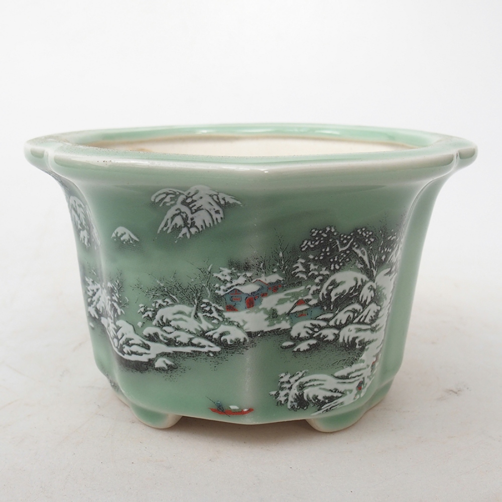 kerámia bonsai tál 11,5 x 11,5 x 7 cm, szín zielony