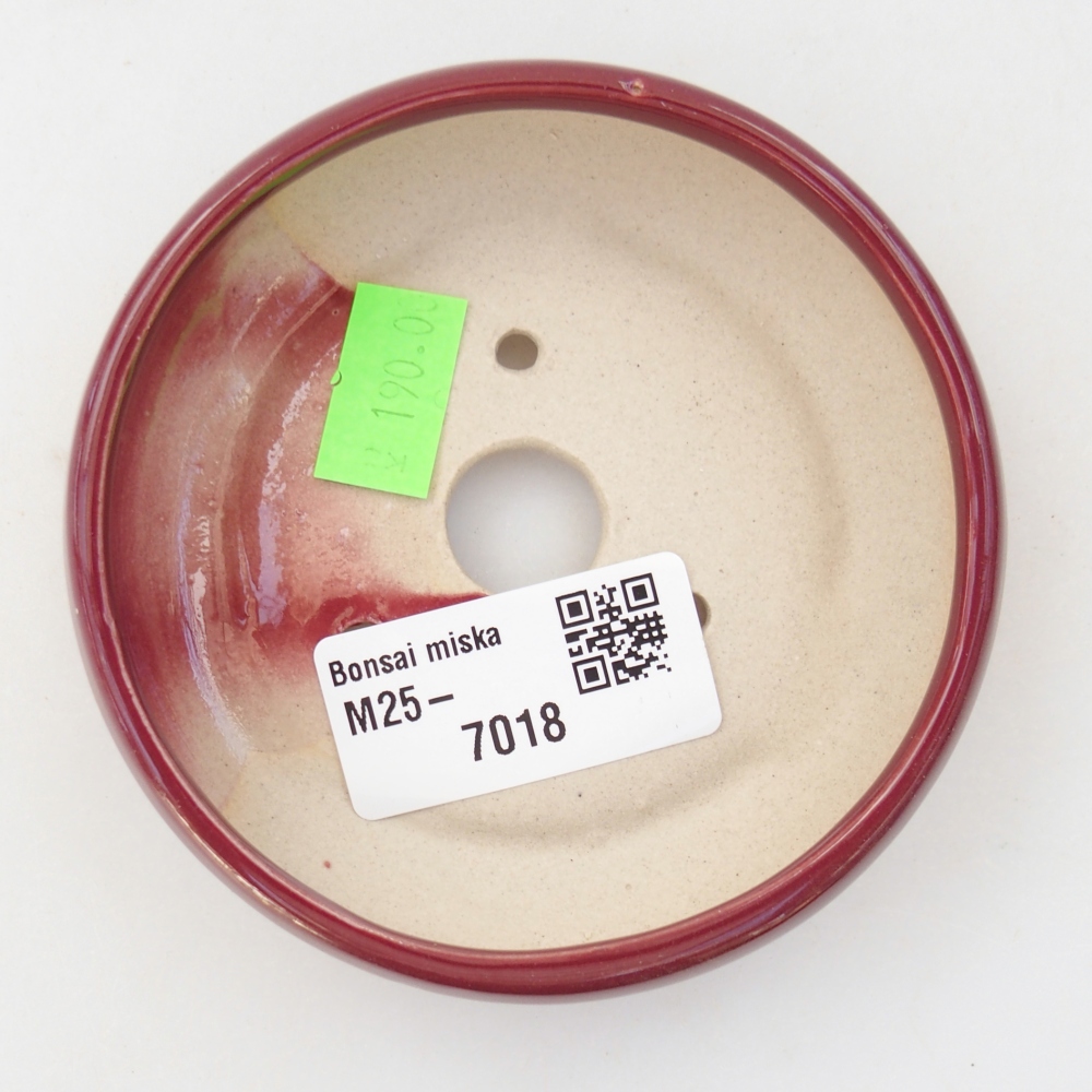 kerámia bonsai tál 9 x 9 x 2,5 cm, bordó színben