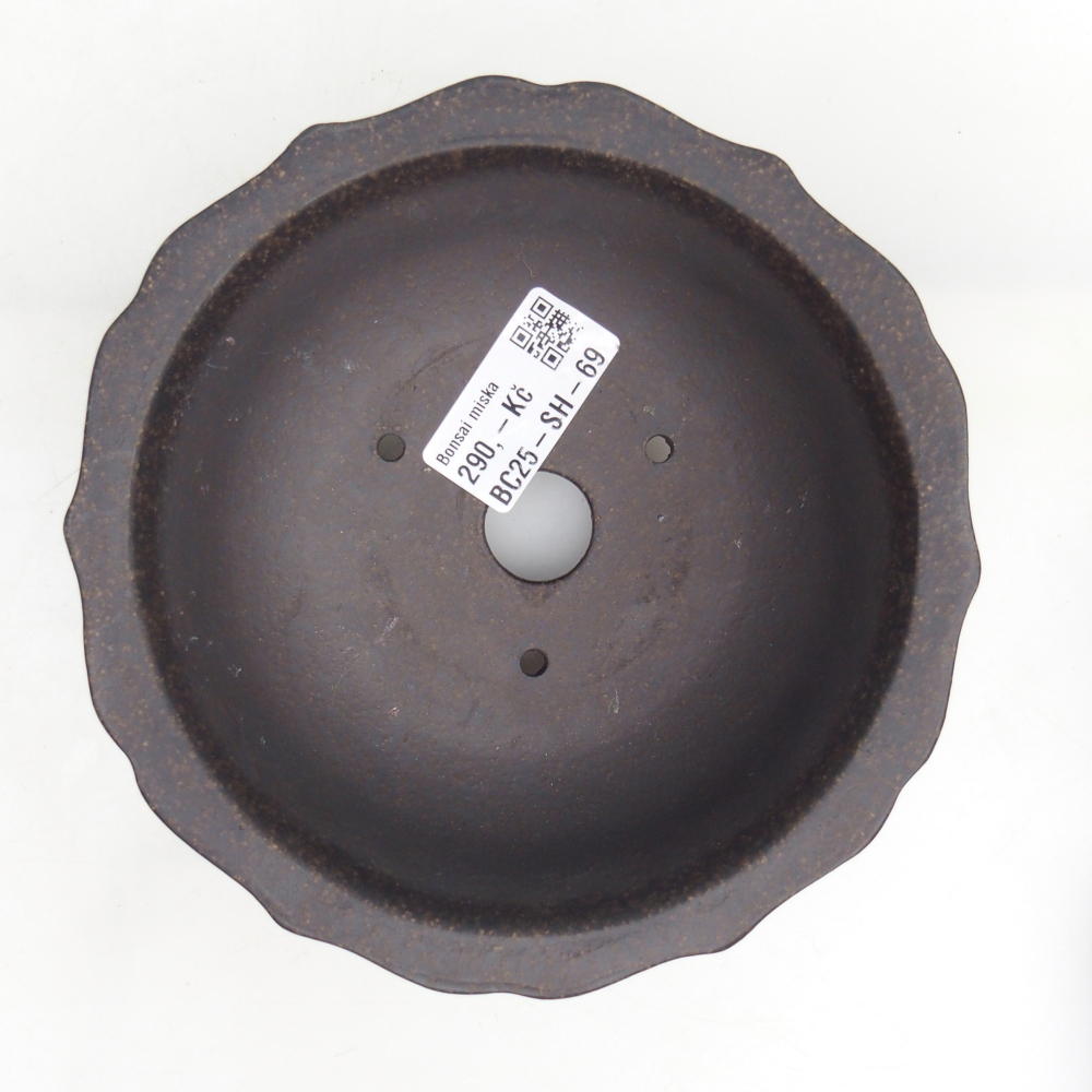 kerámia bonsai tál 15 x 15 x 6,5 cm, barnás okkersárga színben
