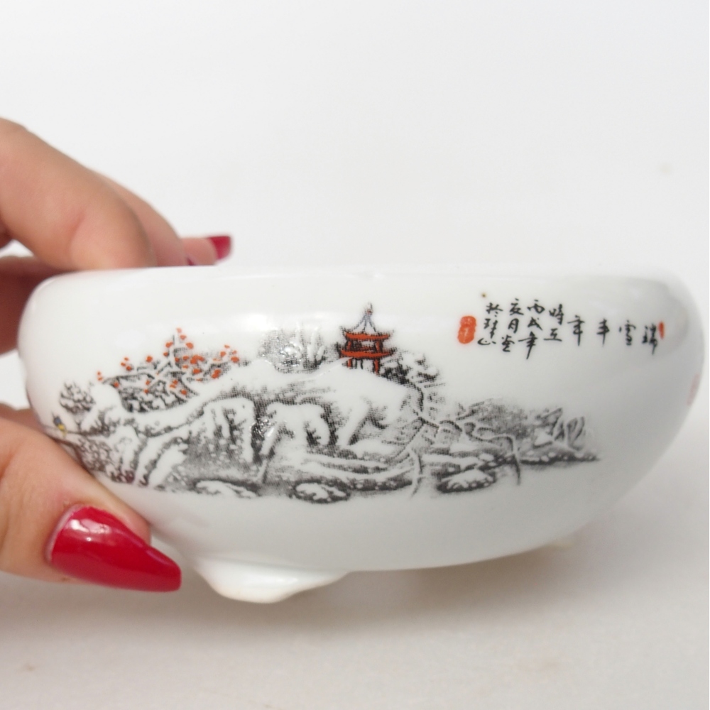 kerámia bonsai tál 10 x 10 x 5 cm, fehér színben