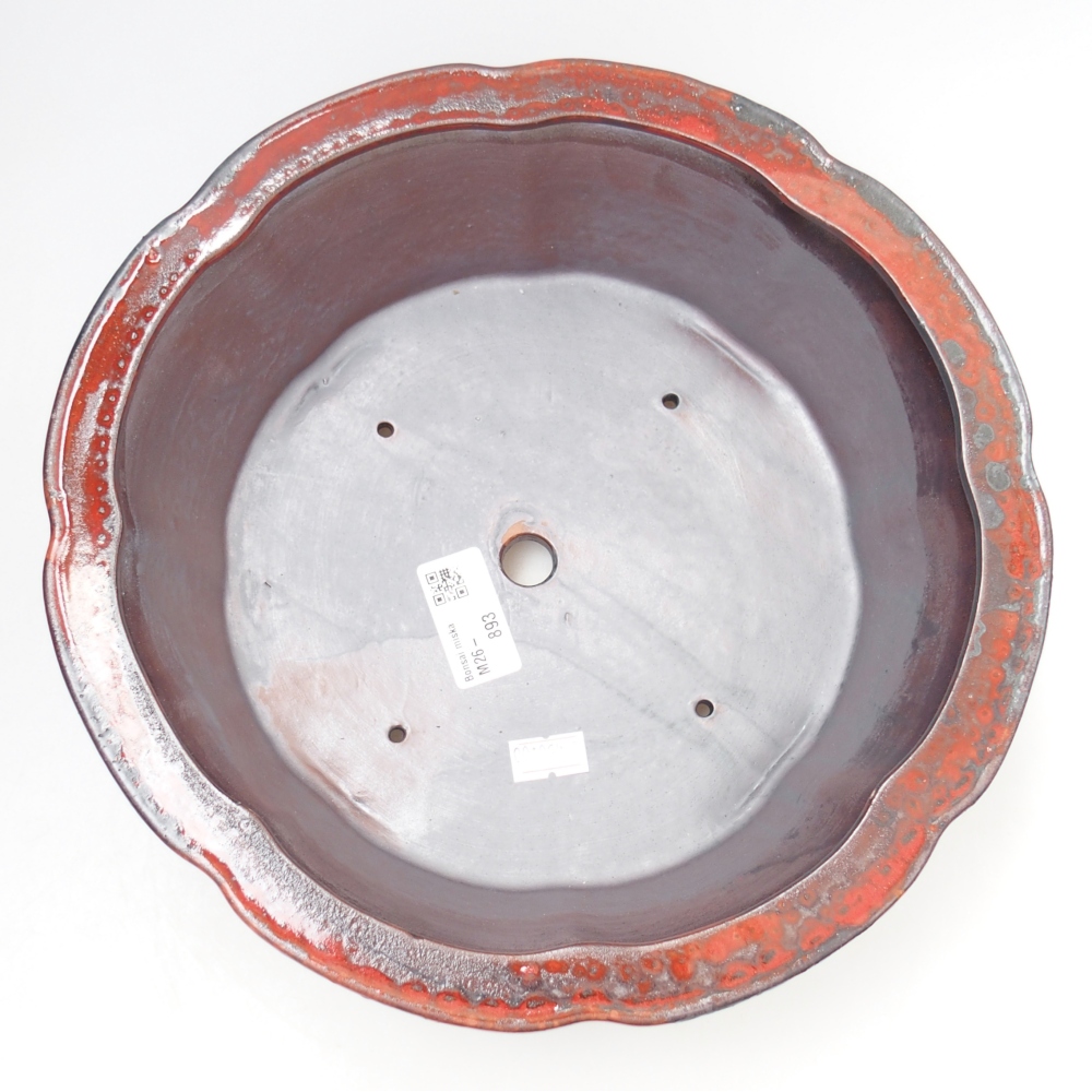 kerámia bonsai tál 26,5 x 26,5 x 8 cm, piros színű