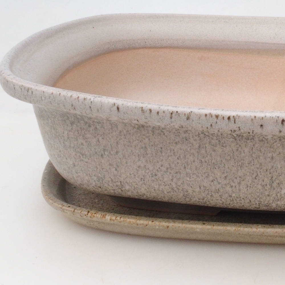 Bonsai tál + csészealj H10 - 37 x 28 x 9 cm - bézs színű