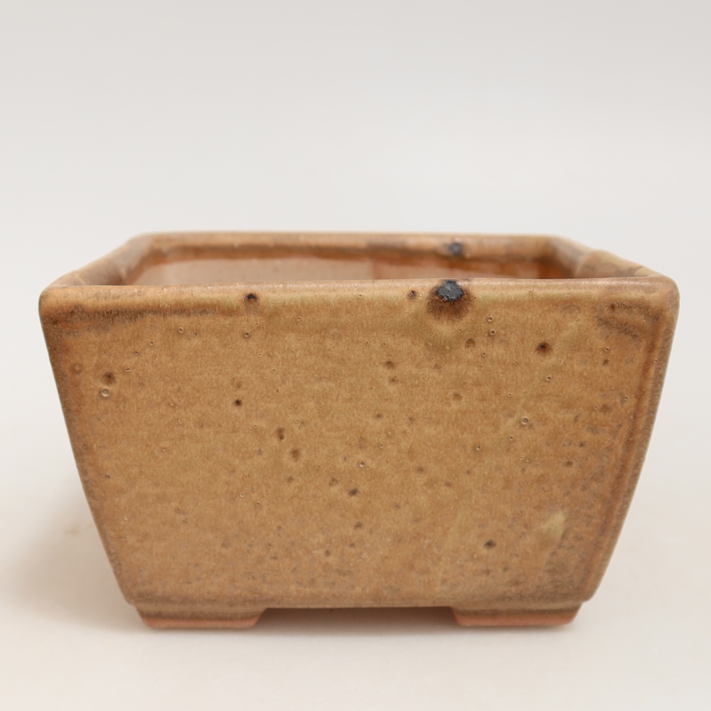 Kerámia bonsai-tál, 10,5 x 10,5 x 6,5 cm, bézs színű