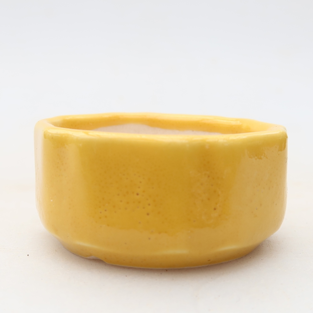 Kerámia bonsai-tál, 5 x 5 x 2,5 cm, sárga színű
