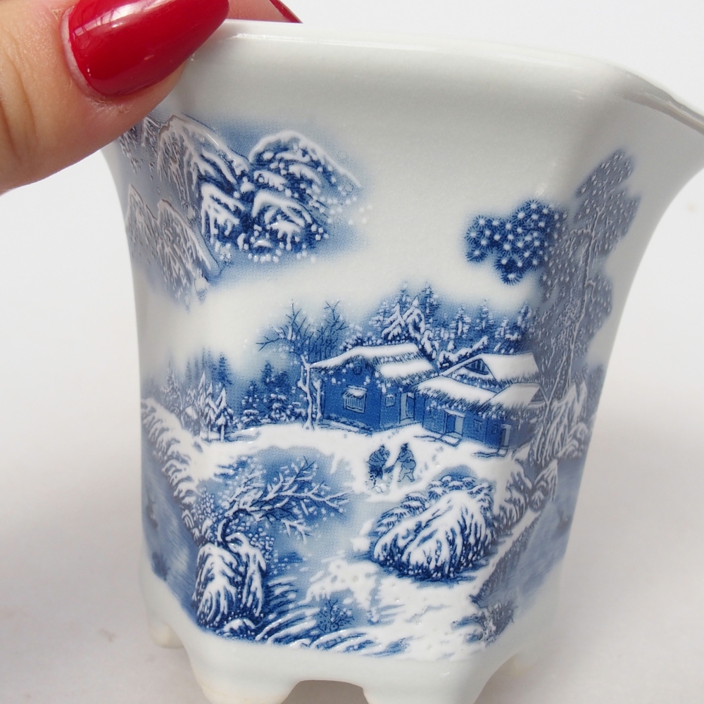 kerámia bonsai tál 10 x 9 x 9 cm, fehér színben