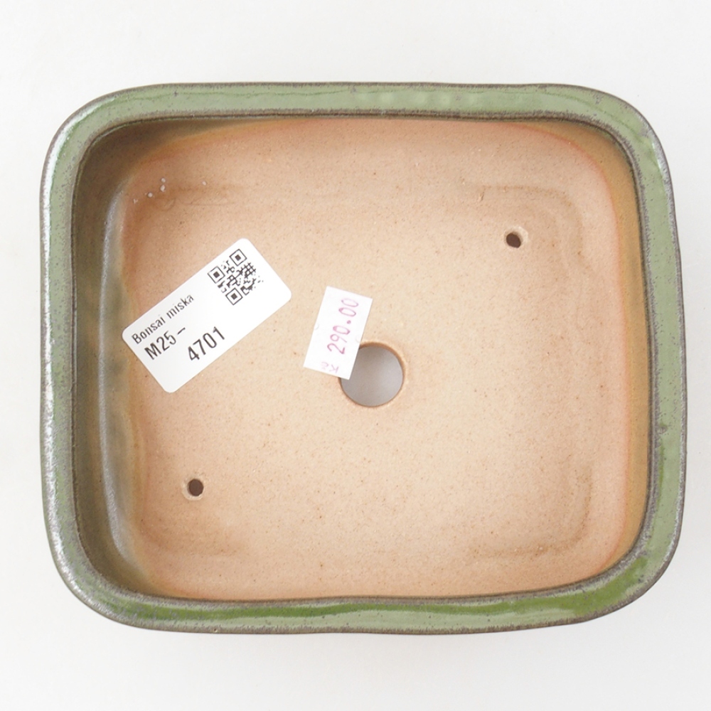 Kerámia bonsai tál 14 x 12,5 x 4,5 cm, zöld