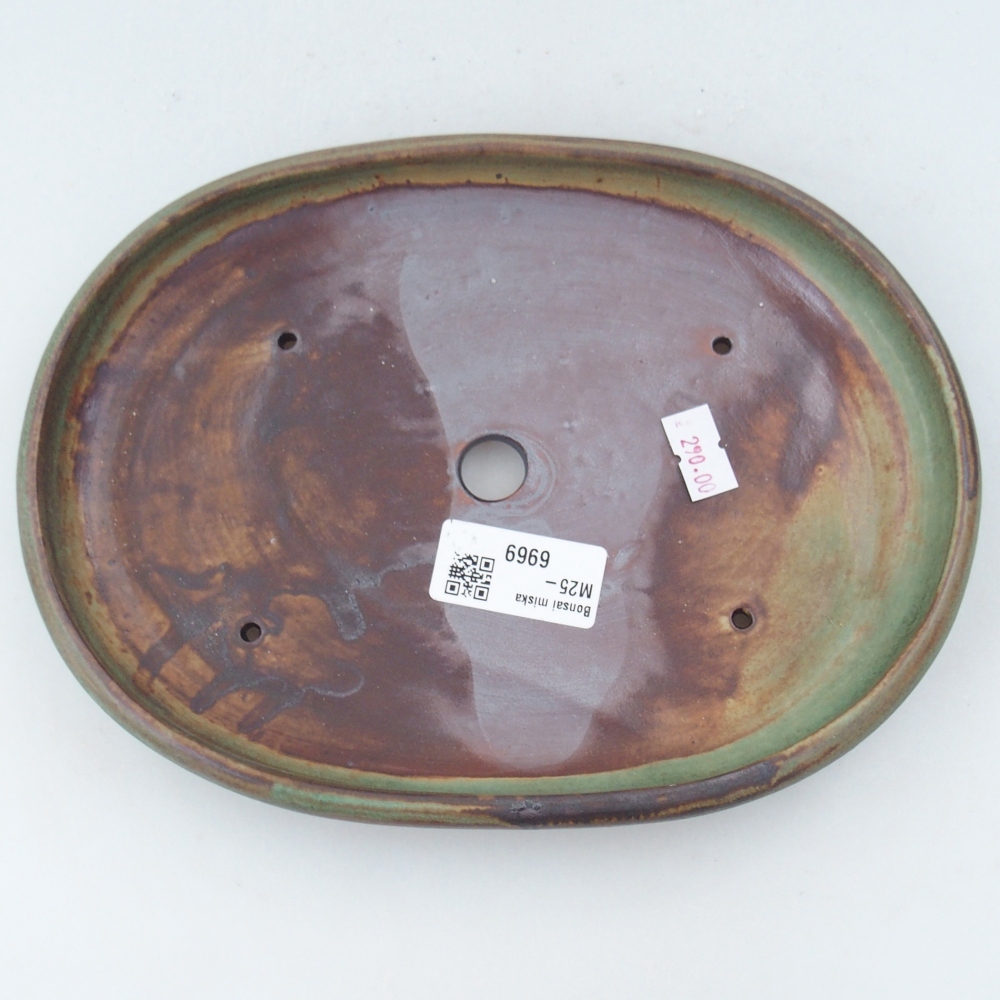 Bonsai kerámia tál 22,5 x 16,5 x 3 cm, zöld