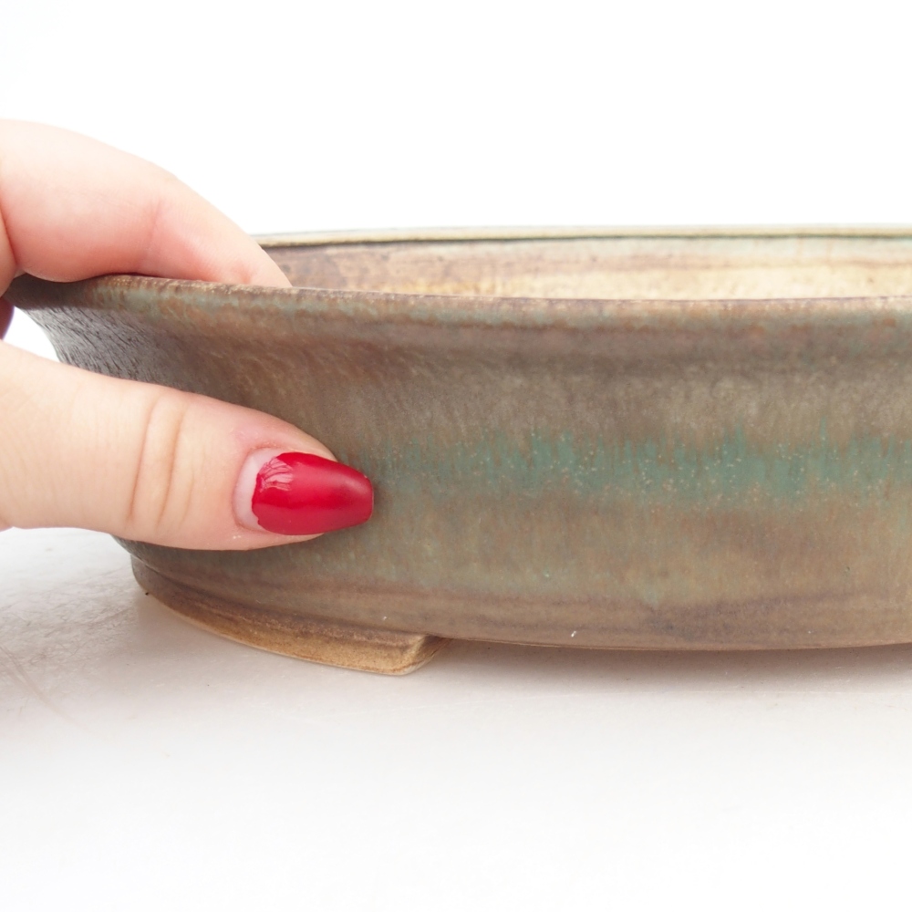 kerámia bonsai tál 26,5 x 24 x 5,5 cm, zöld