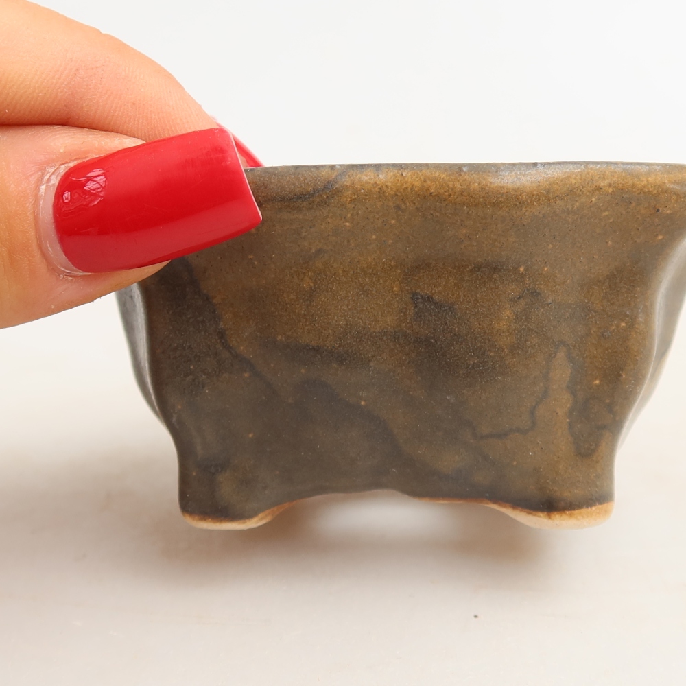 kerámia bonsai tál 7 x 7 x 3,5 cm, barna