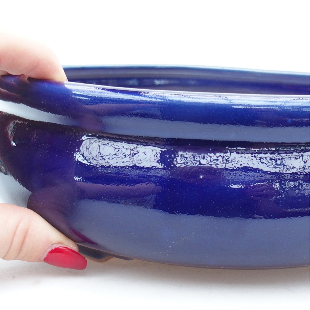 kerámia bonsai tál 24 x 24 x 8 cm, kék színben