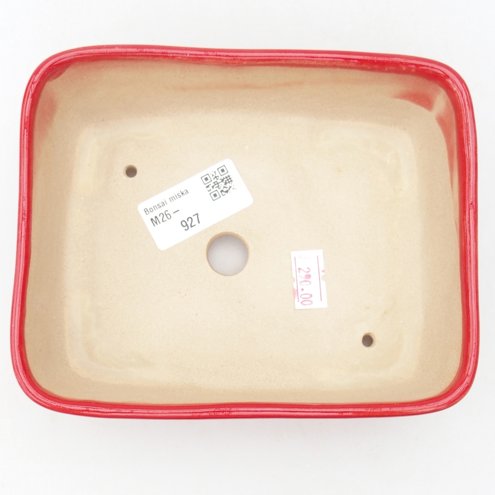 kerámia bonsai tál 15 x 12 x 4,5 cm, piros színben