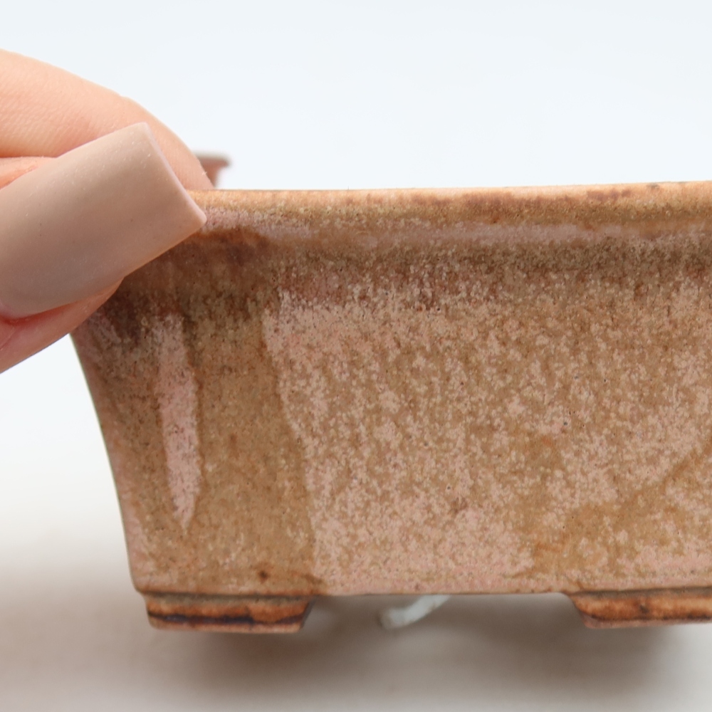 Kerámia bonsai-tál, 8,5 x 6 x 4 cm, rózsaszín