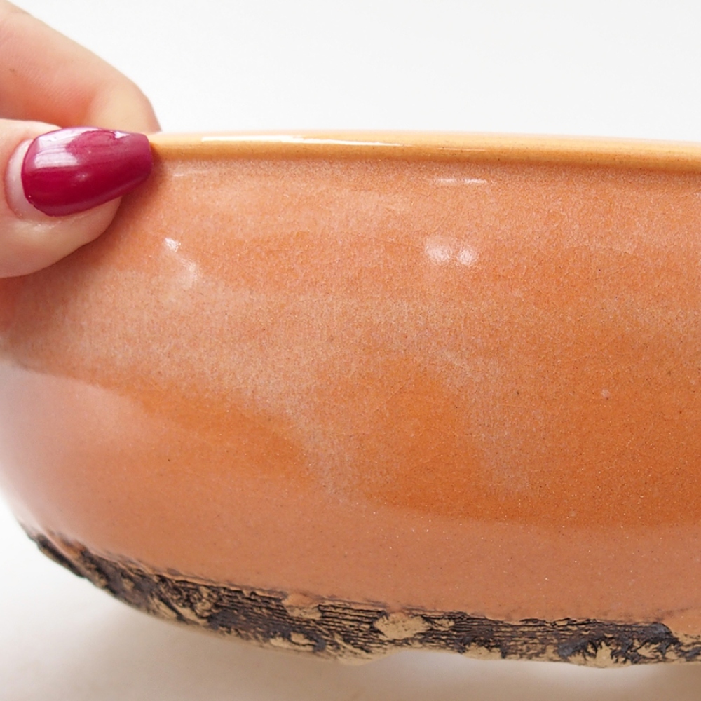 Kerámia bonsai tál 20,5 x 20,5 x 6 cm, narancssárga