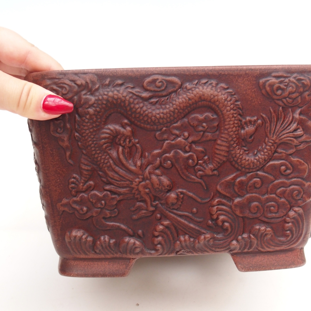 kerámia bonsai tál 21 x 21 x 13 cm, barna