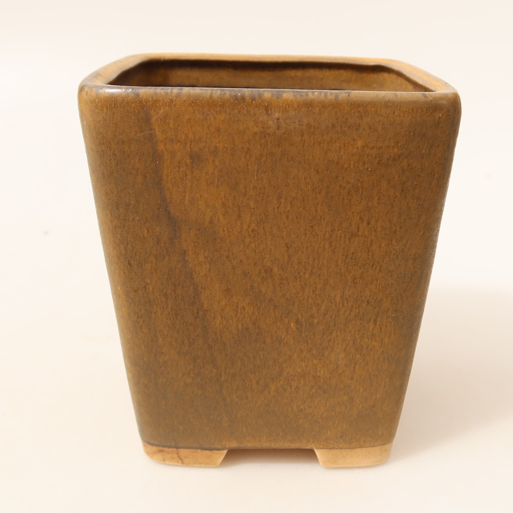Kerámia bonsai tál, 10,5 x 10,5 x 12 cm, barna színű