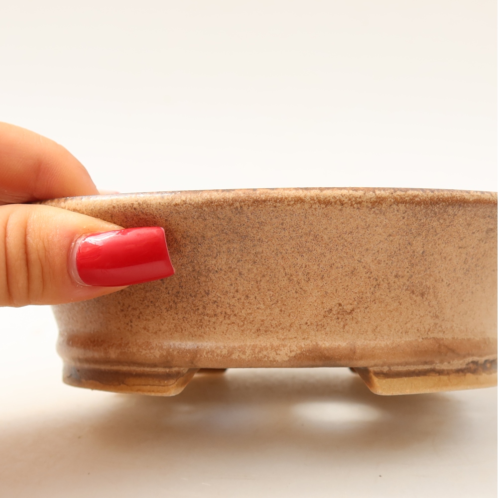 Kerámia bonsai-tál, 14,5 x 13 x 4 cm, rózsaszín