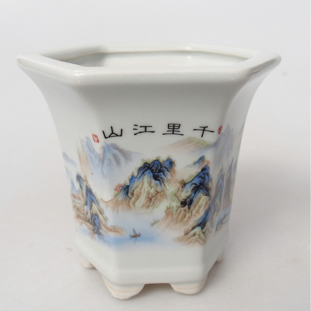 kerámia bonsai tál 10 x 9 x 9 cm, fehér színben