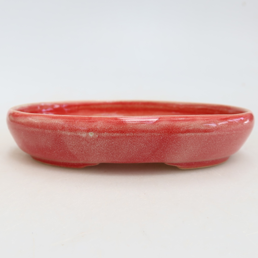 Kerámia bonsai tál, 13 x 9,5 x 2,5 cm, piros színű