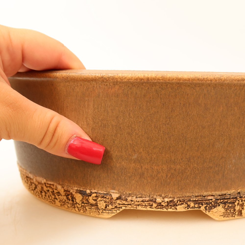 Kerámia bonsai tál, 24 x 24 x 8,5 cm, barna színű