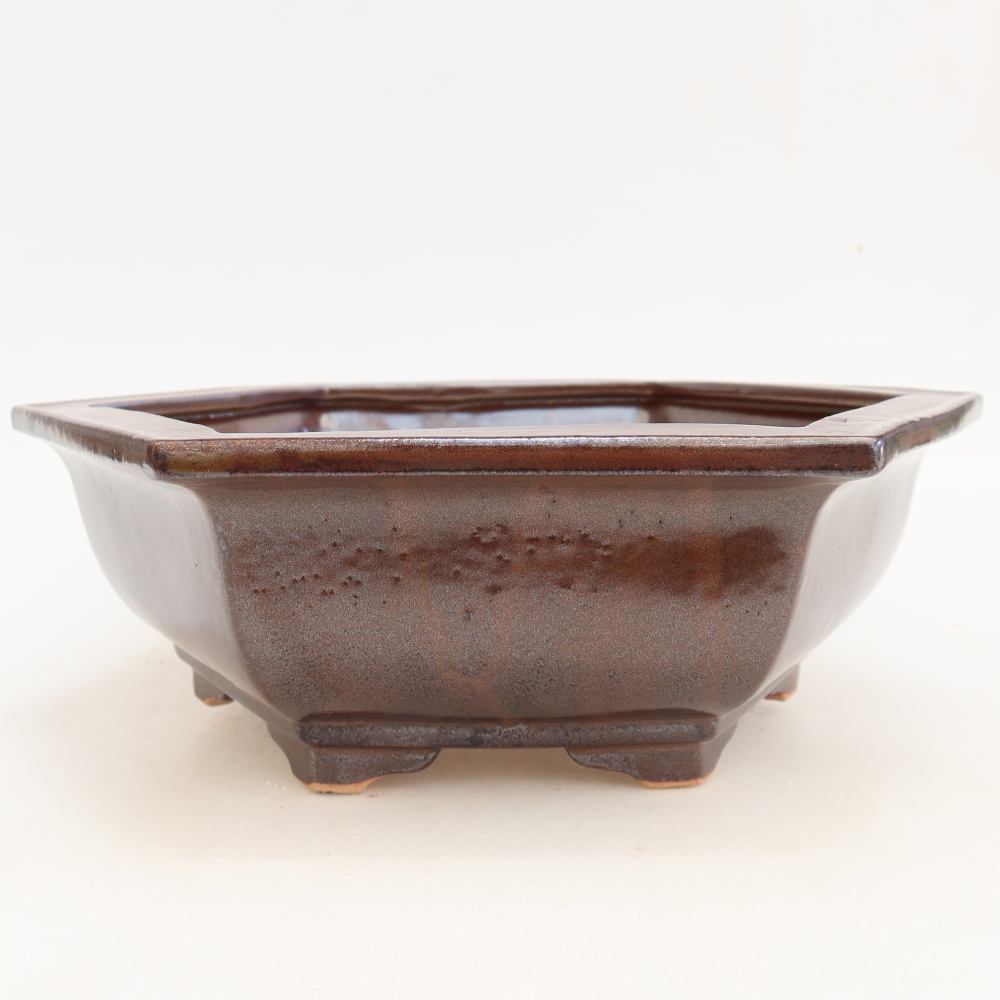 Kerámia bonsai-tál, 28 x 24,5 x 9 cm, bordó színű