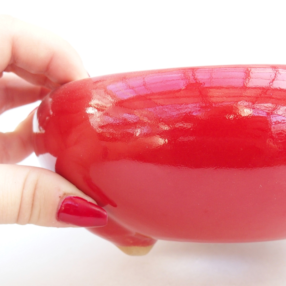 Kerámia bonsai tál 14,5 x 14,5 x 7 cm, piros színben