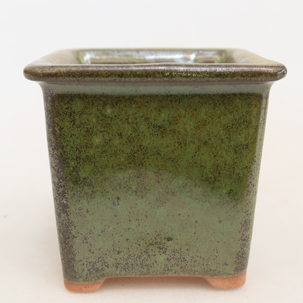 Kerámia bonsai-tál, 6 x 6 x 5,5 cm, zöld színű
