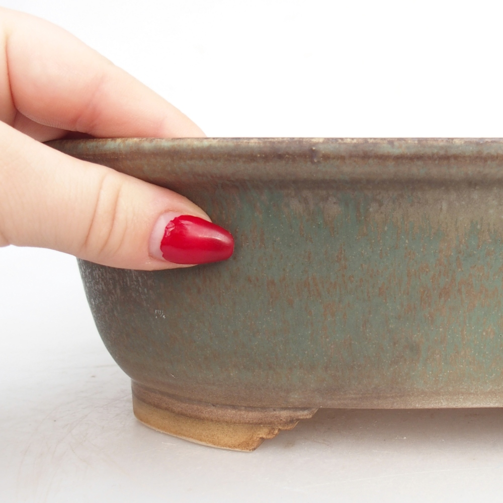 Kerámia bonsai tál 25,5 x 21,5 x 8 cm, zöld