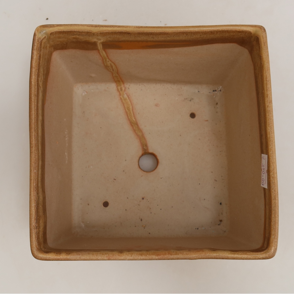 Kerámia bonsai tál, 15 x 15 x 10,5 cm, bézs színű