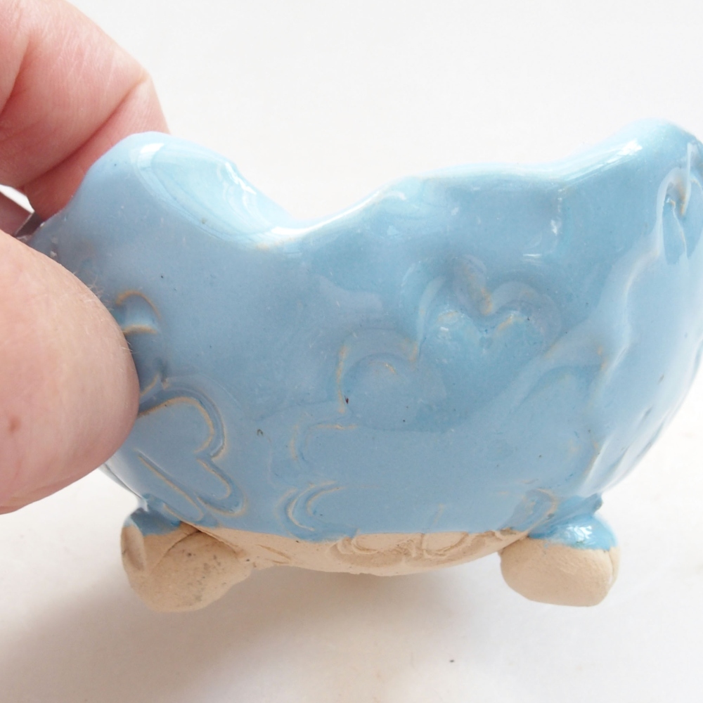 Kerámia kagyló 7 x 7 x 6 cm , kék színű