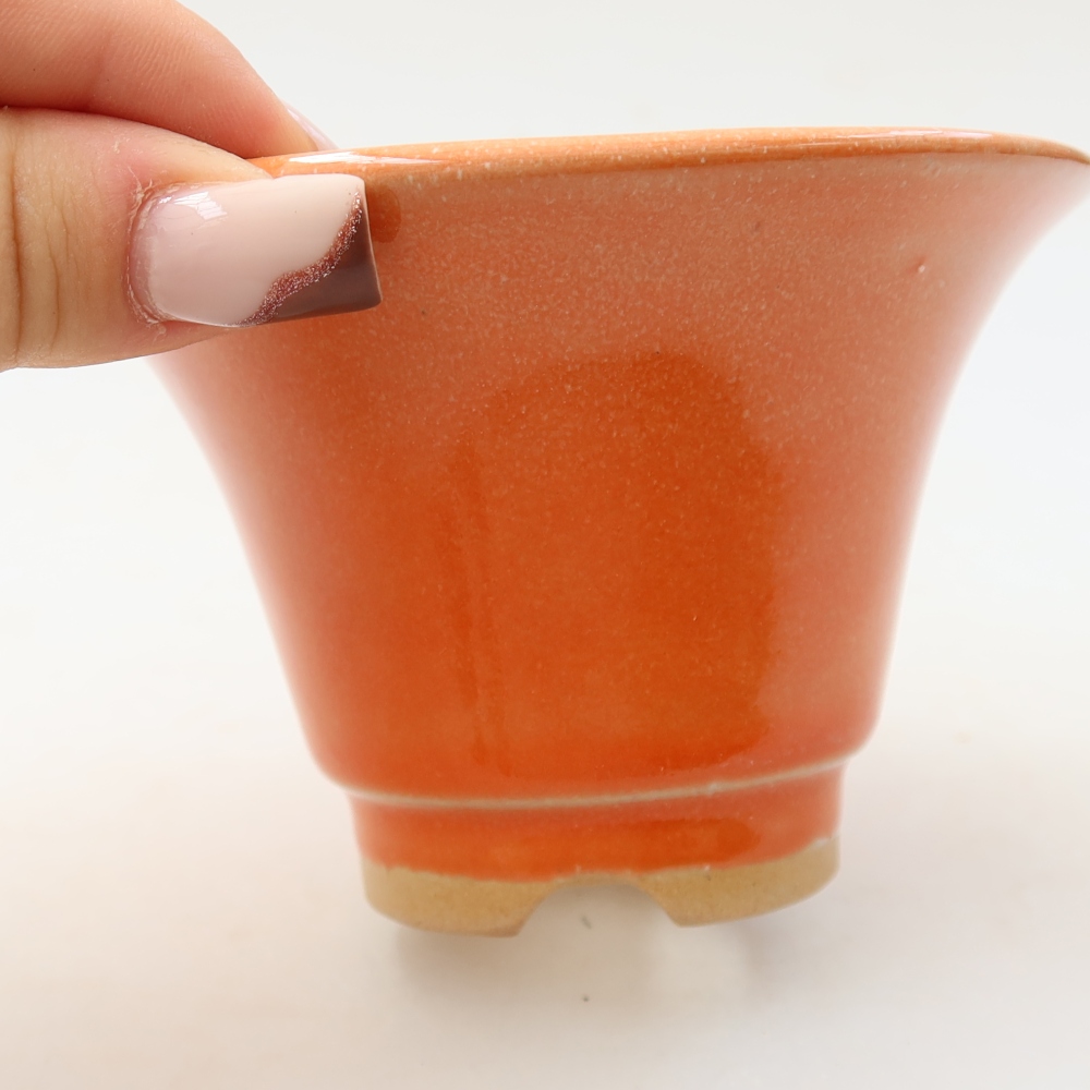 Kerámia bonsai-tál 10,5 x 10,5 x 7 cm, narancssárga színű