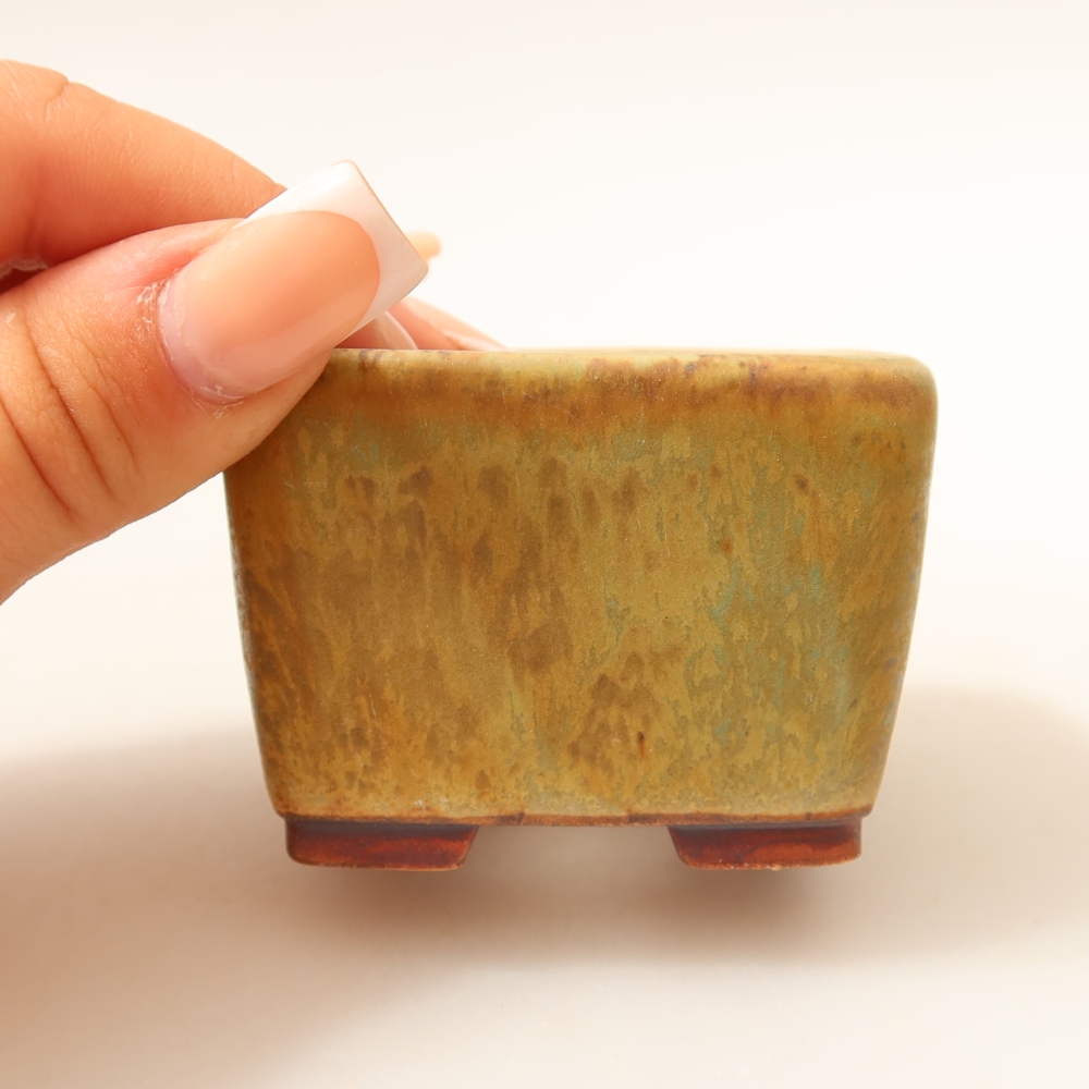 Kerámia bonsai tál 6,5 x 6,5 x 4,5 cm, zöld