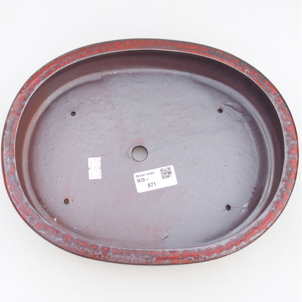 kerámia bonsai tál 26,5 x 21 x 5 cm, piros színű