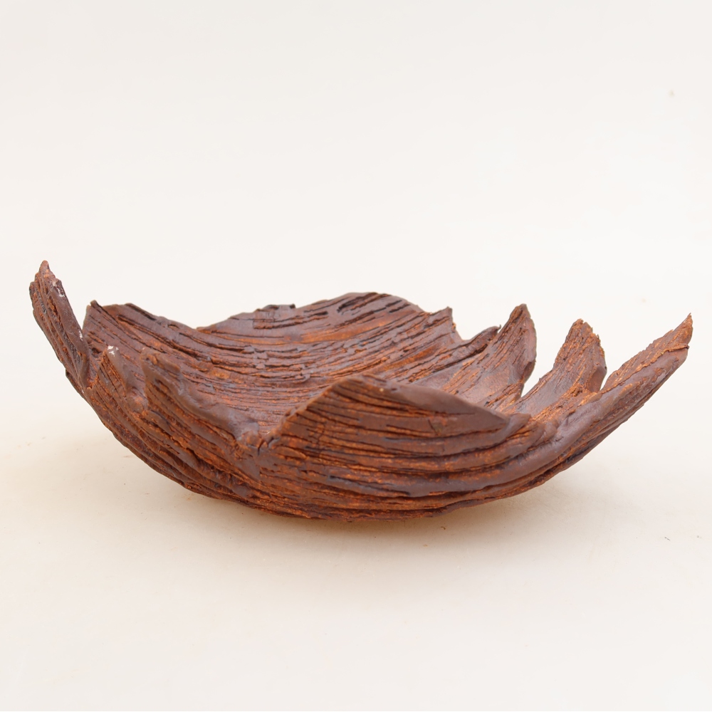 Kerámia edény  19 x 14 x 7 cm, barna színű
