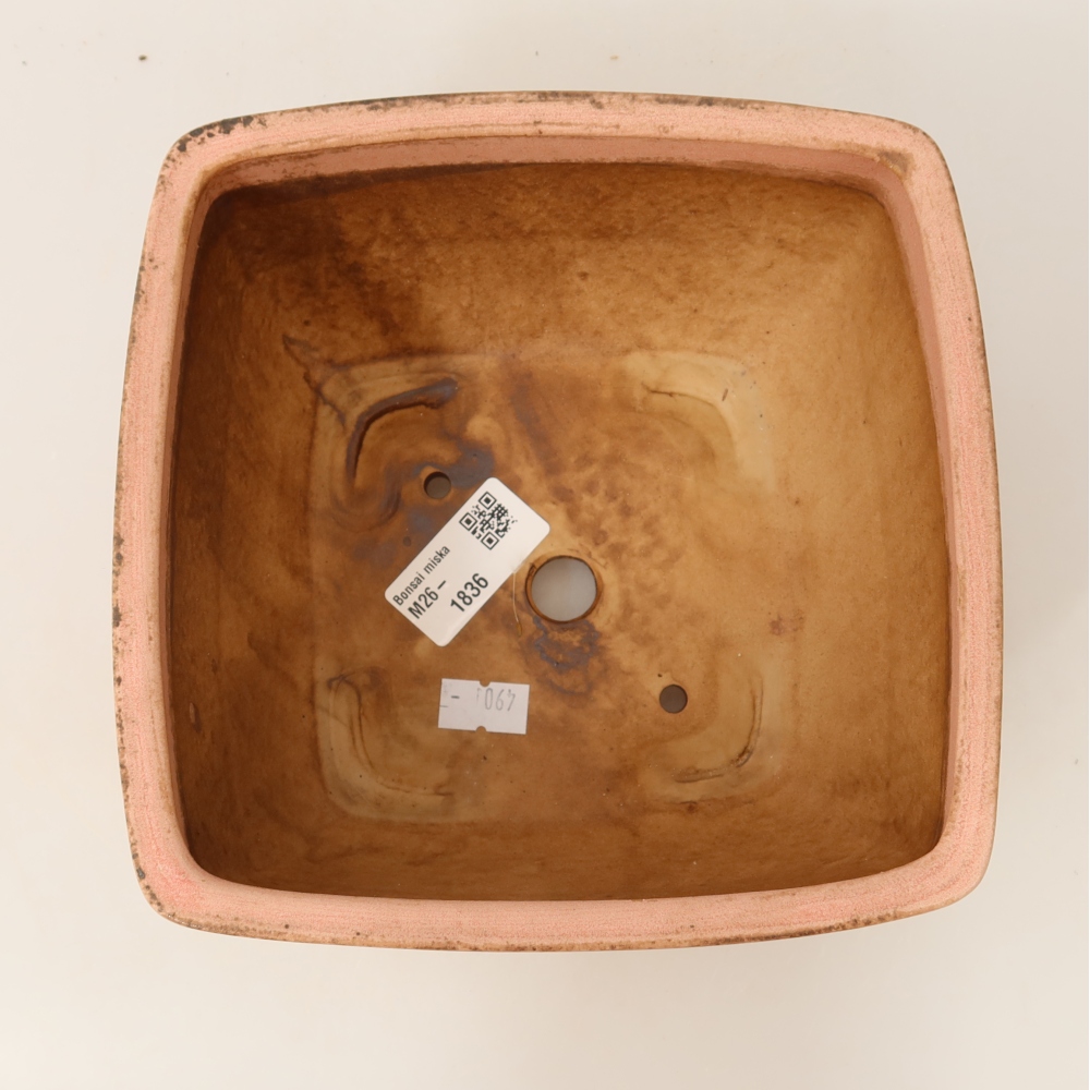 Kerámia bonsai tál, 16,5 x 16,5 x 9,5 cm, rózsaszín