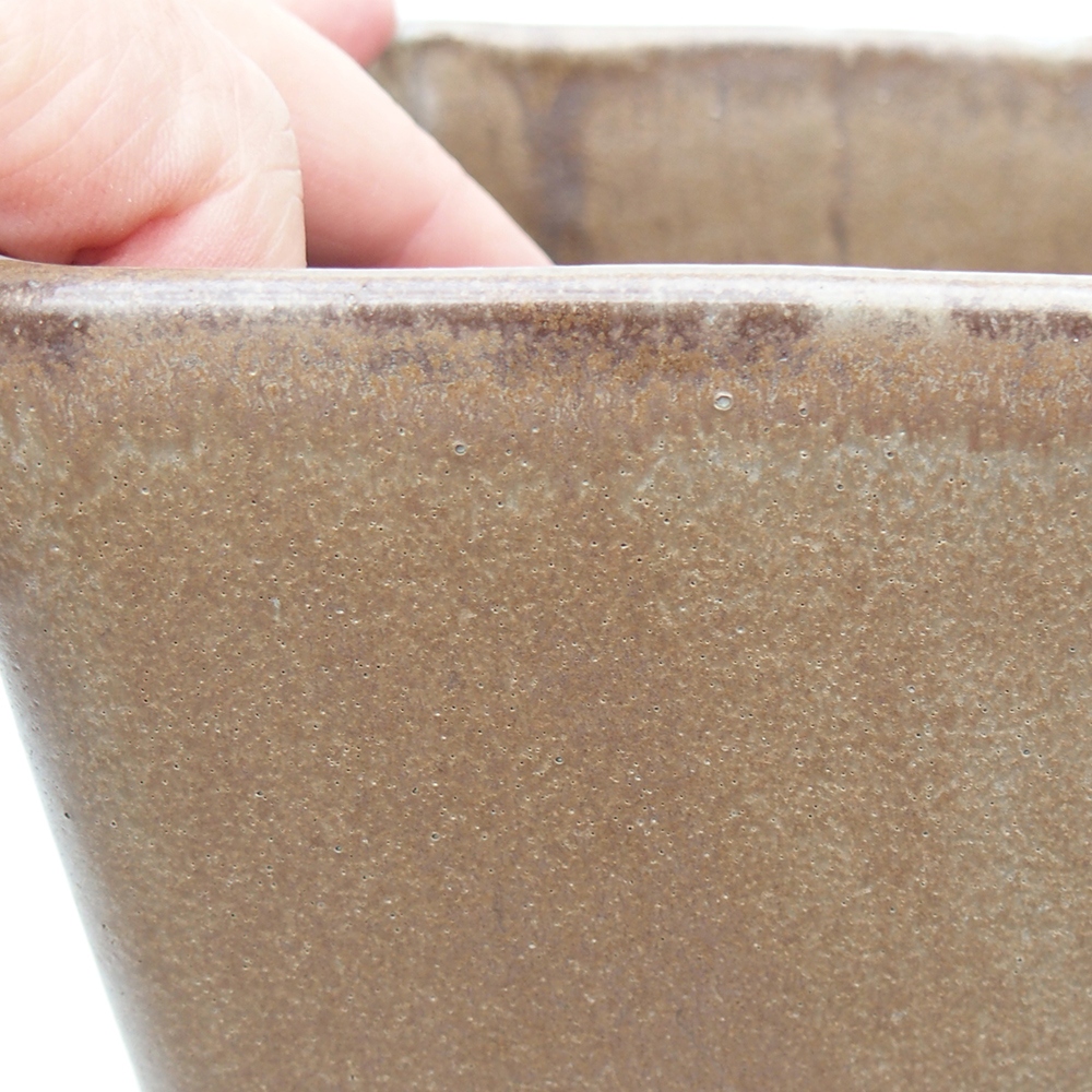 kerámia bonsai tál 13 x 13 x 13 cm, barna-zöld színben