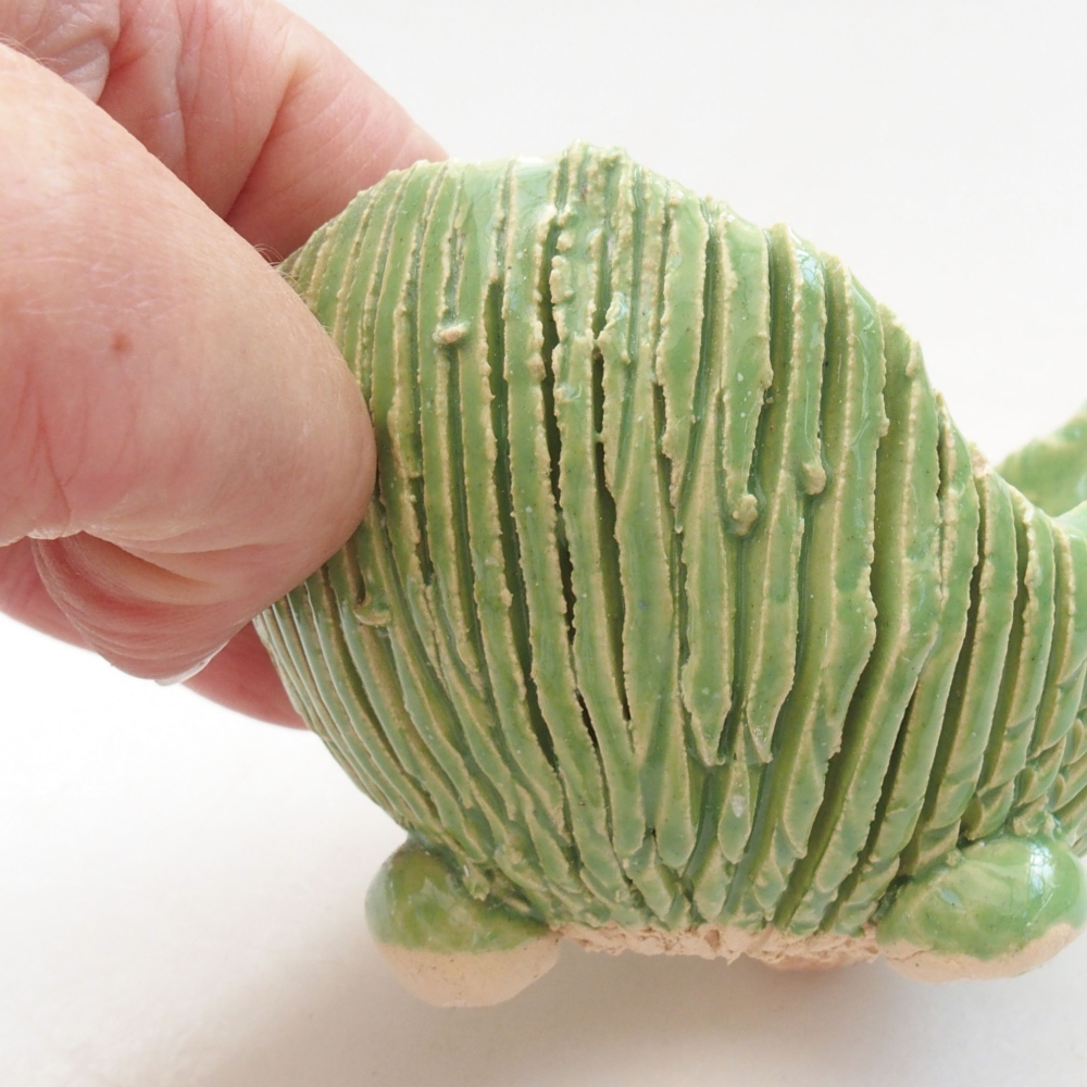 Kerámia kagyló 7,5 x 7,5 x 5,5 cm , zöld színű