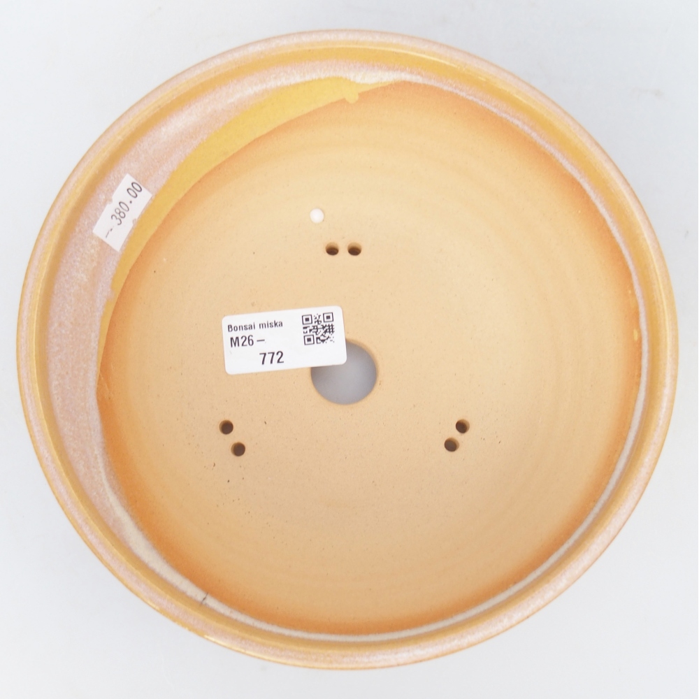 kerámia bonsai tál 18,5 x 18,5 x 6,5 cm, barna-sárga színben