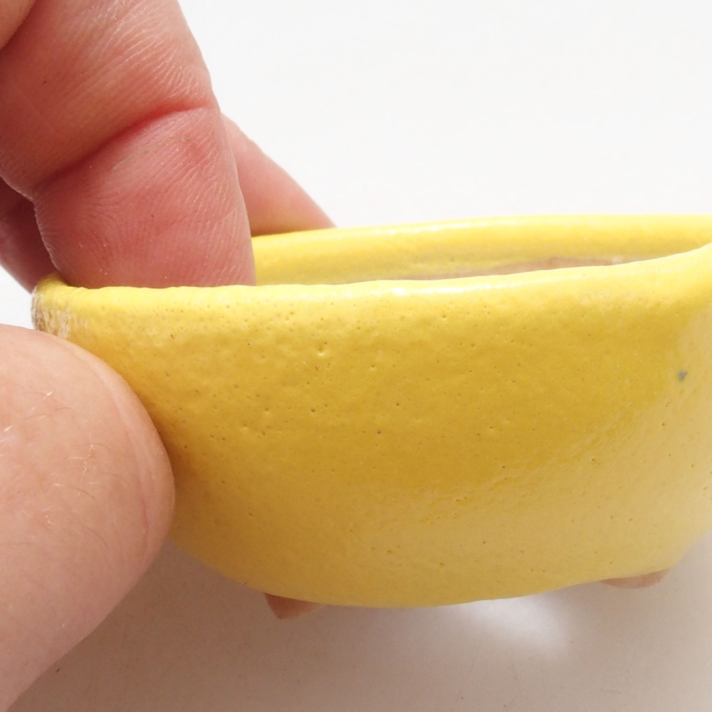 kerámia bonsai tál 6 x 6 x 2,5 cm, sárga