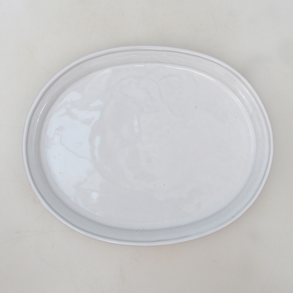 Bonsai ovális csészealj M - 22,5 x 18 x 1,5 cm - fehér