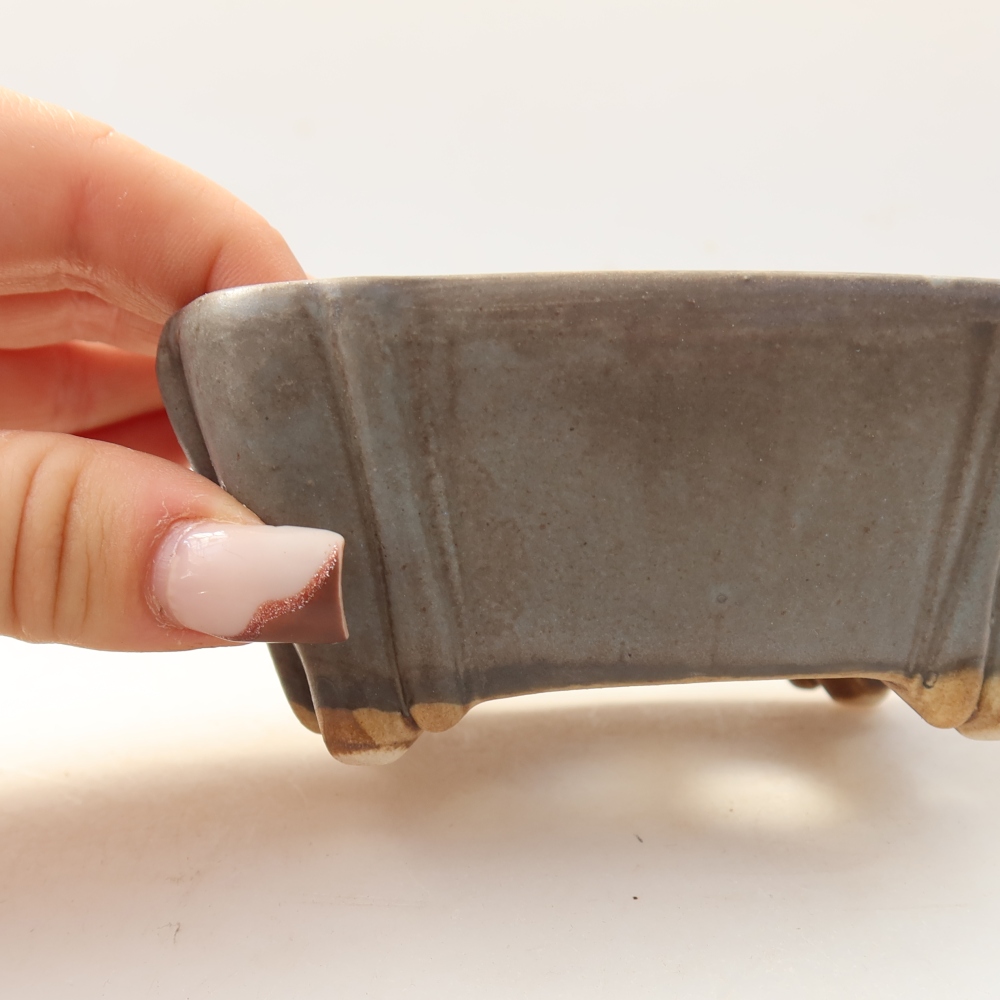 Kerámia bonsai tál, 10,5 x 8,5 x 5 cm, kék színű