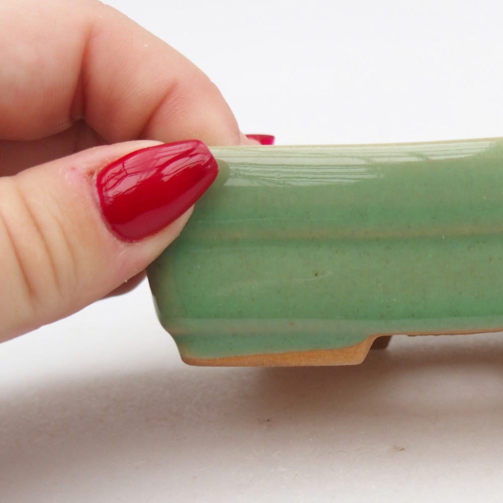 kerámia bonsai tál 10 x 7 x 3 cm, zöld